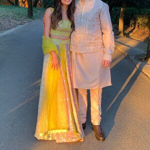 Elegant Yellow and Pink Lehenga